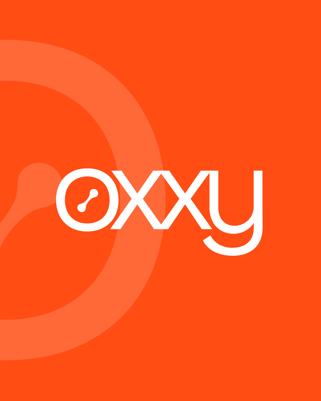 The Oxxy wordmark in white on an orange field.